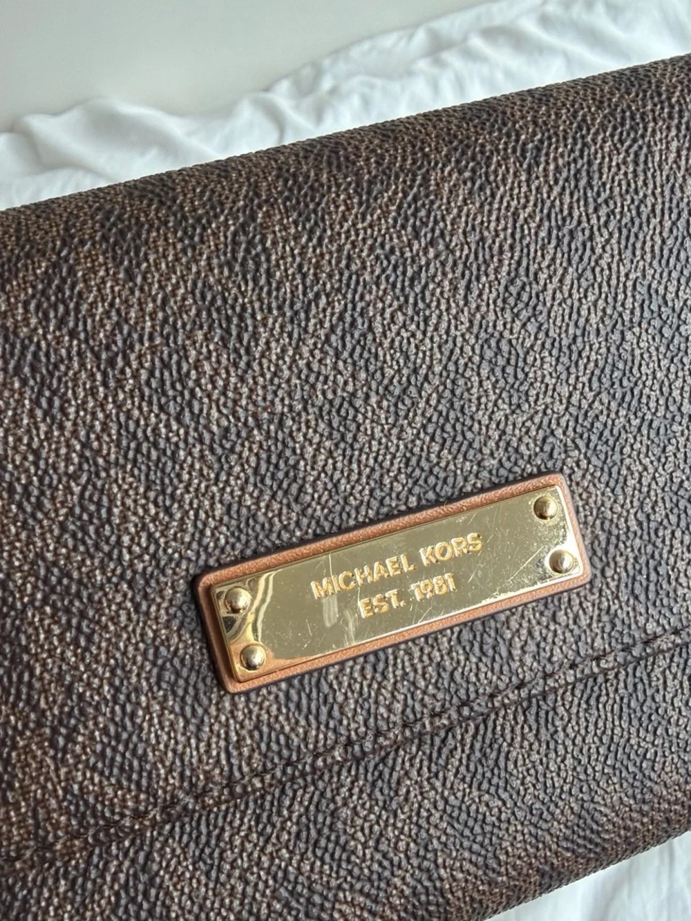Michael Kors Brown Leather Logo Plate Wallet